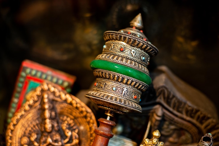 Photo bouddhisme tibétain culture et religion tambour de prière