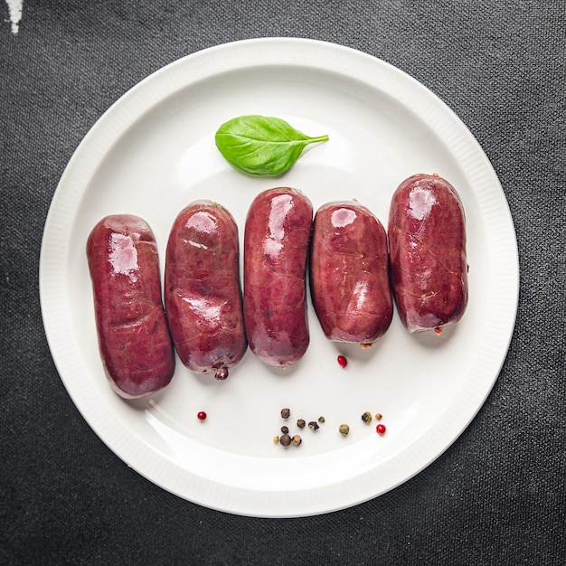 boudin noir saucisse repas de viande sanglante collation alimentaire sur la table copie espace arrière-plan alimentaire