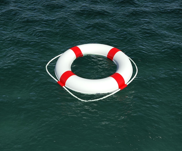 Bouée de sauvetage flottant dans l'eau