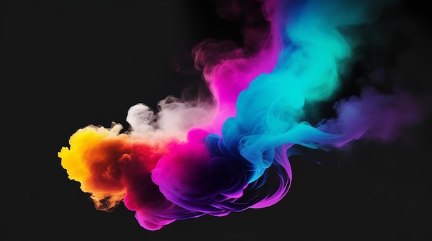 Des bouffées abstraites de fumée transparente multicolore tourbillonnant