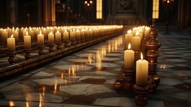 Bougeoirs d'église et bougies