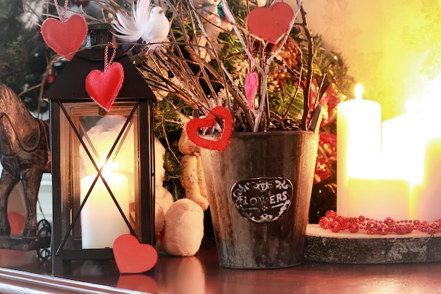 Bougie de branche de décor de coeur de Valentine