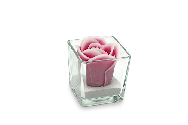 Bougie colorée isolée, diverses formes. Bougie parfumée. Bougie avec verre. Oeufs, mer, coeur, fleur