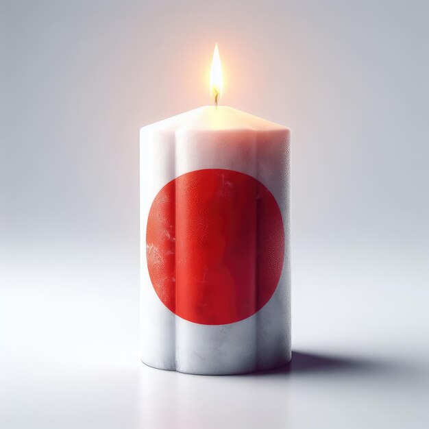 Photo bougie avec drapeau japonais sur blanc