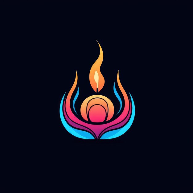 bougie flamme feu néon icône logo halloween mignon effrayant lumineux illustration tatouage isolé vecteur