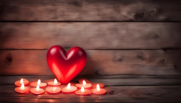 une bougie en forme de cœur est entourée de bougies et un cœur qui dit amour