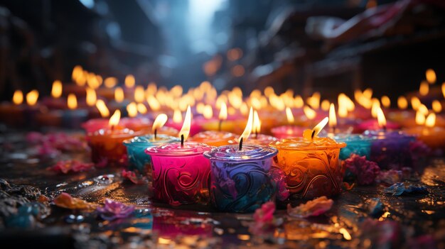 Bougies allumées dans un temple