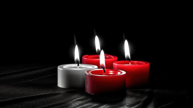 bougies allumées sur un fond noir