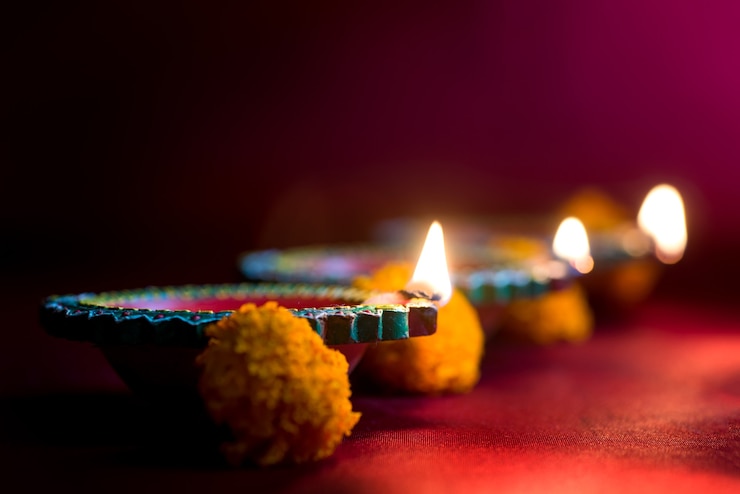 Photo bougies allumées happy diwali