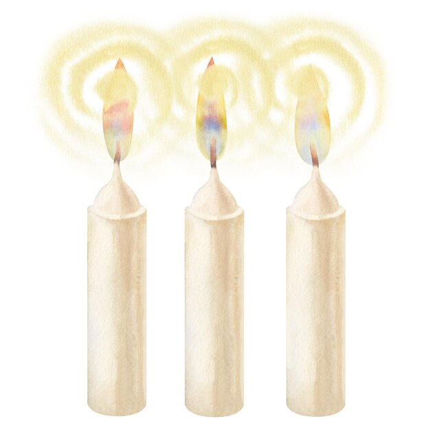 Photo bougies d'aquarelle avec flamme noël bougies de pâques mariage anniversaire pâques