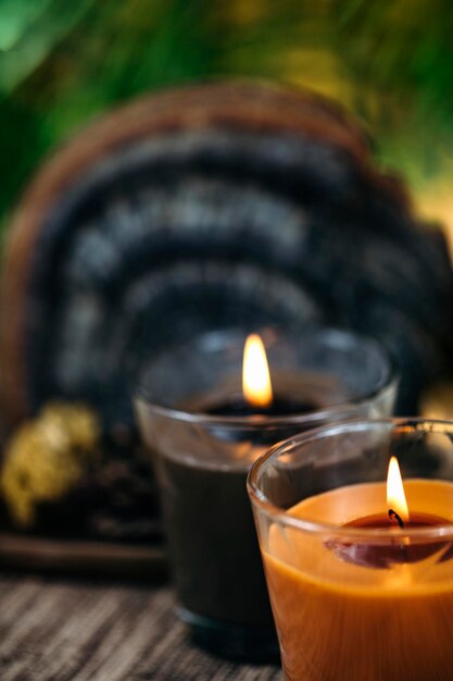 Photo bougies aromatiques brunes parfumées