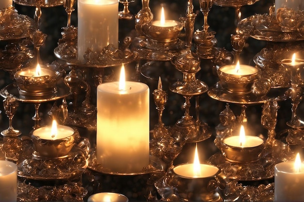 Bougies décoratives avec des bougies allumées pour la décoration de la maison