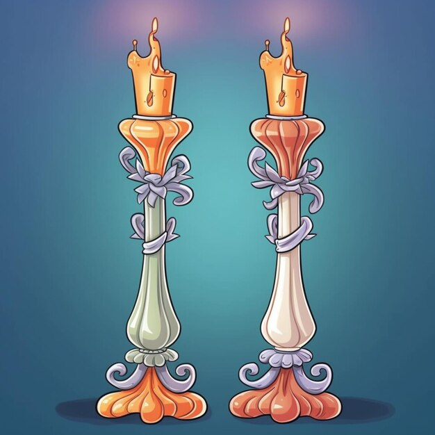 bougies de dessin animé avec des arcs et des chandeliers sur un fond bleu