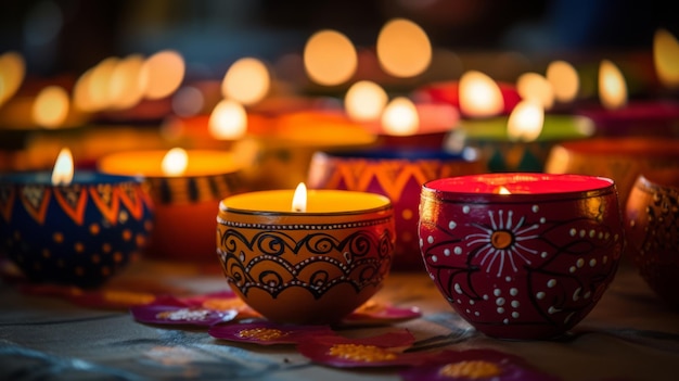 Des bougies de Diwali créent une ambiance chaleureuse