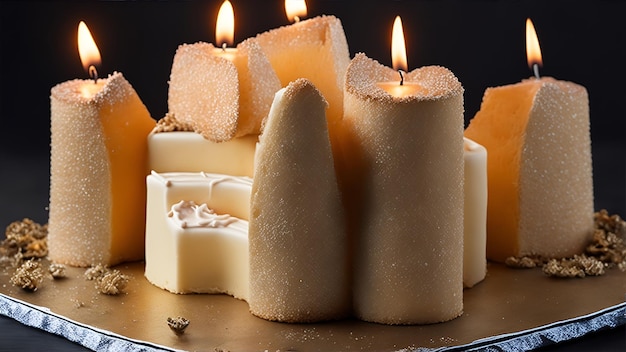 Bougies sur un gâteau avec une bougie au milieu