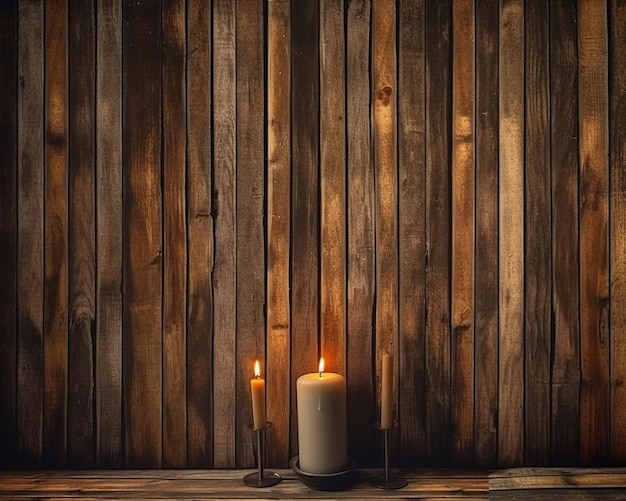 Bougies sur une table en bois avec un livre sur la table