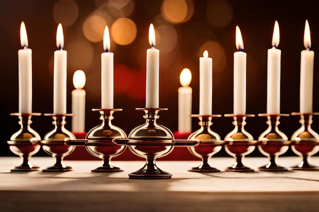 Bougies sur une table avec une croix sur le dessus.