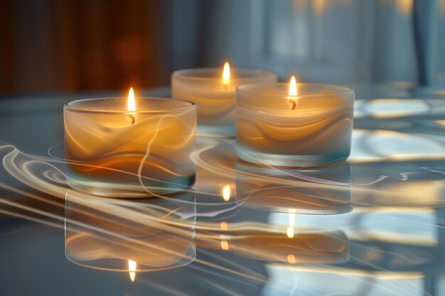 Des bougies sur une table dans une pièce.