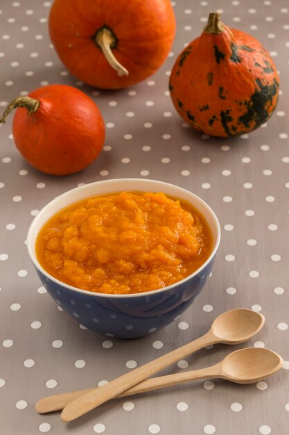 Photo bouillie de citrouille dans un bol