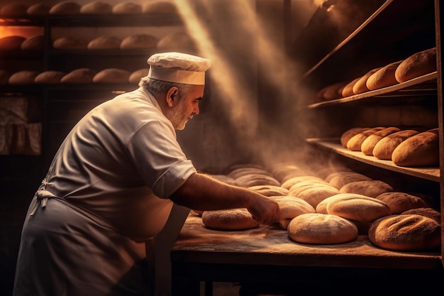 Photo un boulanger faisant du pain dans une boulangerie