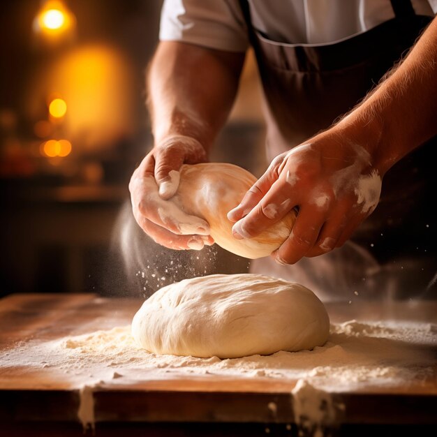 Un boulanger prépare de la pâte à pain