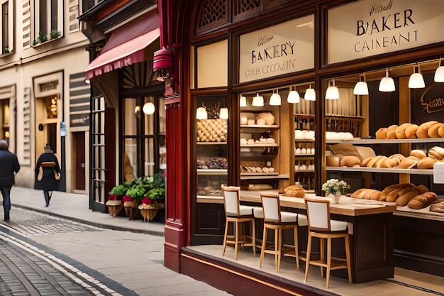 Photo une boulangerie appelée la boulangerie est située dans la ville de londres.