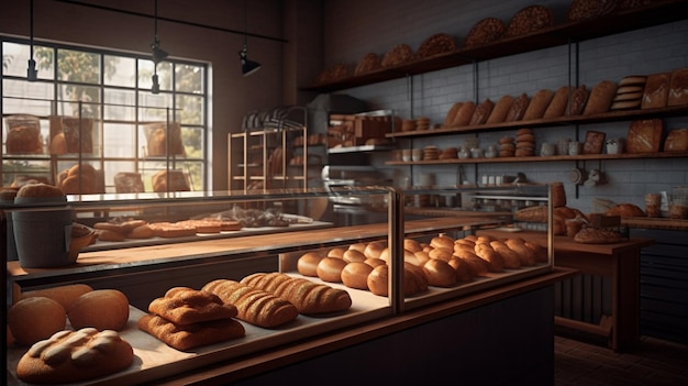 Boulangerie avec assortiment de pain Generative Ai