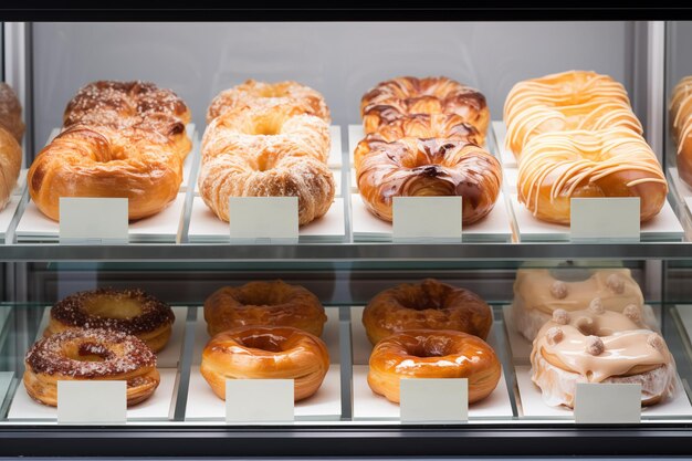 Une boulangerie fraîche délicieuse en vitrine Des collations savoureuses dans un magasin de bonbons IA générative