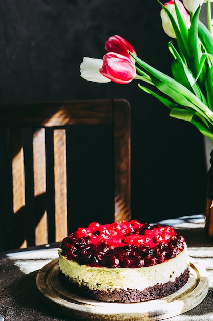 Boulangerie maison cheesecake cerise