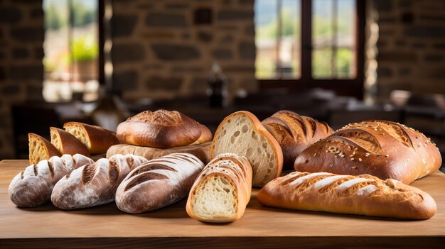 Photo la boulangerie rustique l'artisanat et le plaisir des pains fraîchement cuits