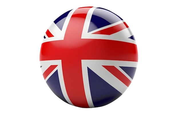 Boule 3d UK avec drapeau isolé sur blanc