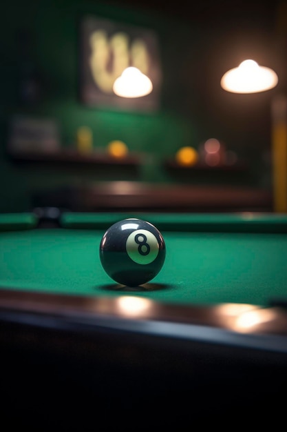 Une boule de billard avec le numéro 8 dessus