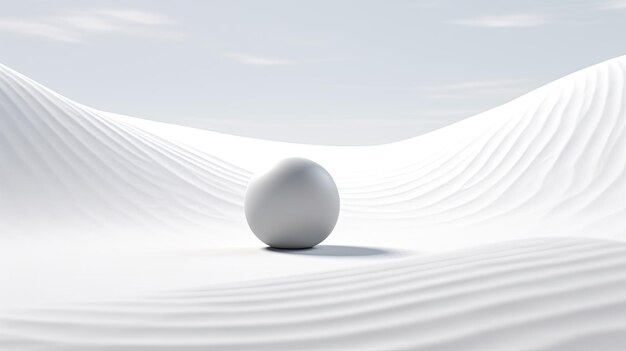 une boule blanche assise sur la surface avec des lignes ondulées