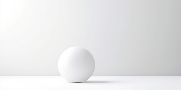 Une boule blanche sur un tableau blanc avec un fond blanc.