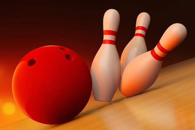Photo boule de bowling sur une illustration 3d