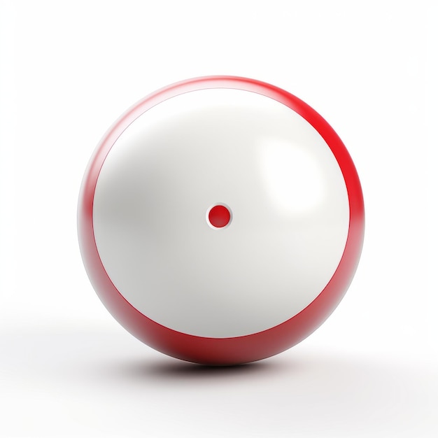 Une boule de bowling rouge et blanche sur fond blanc