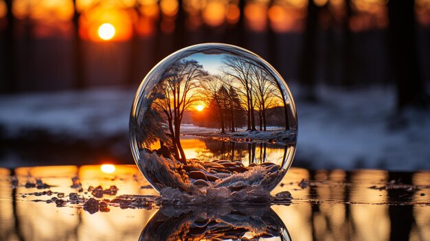 boule de cristal dans la forêt