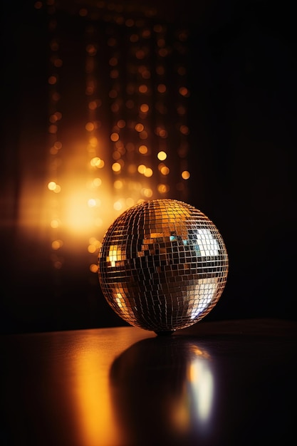 Une boule disco dans une pièce sombre