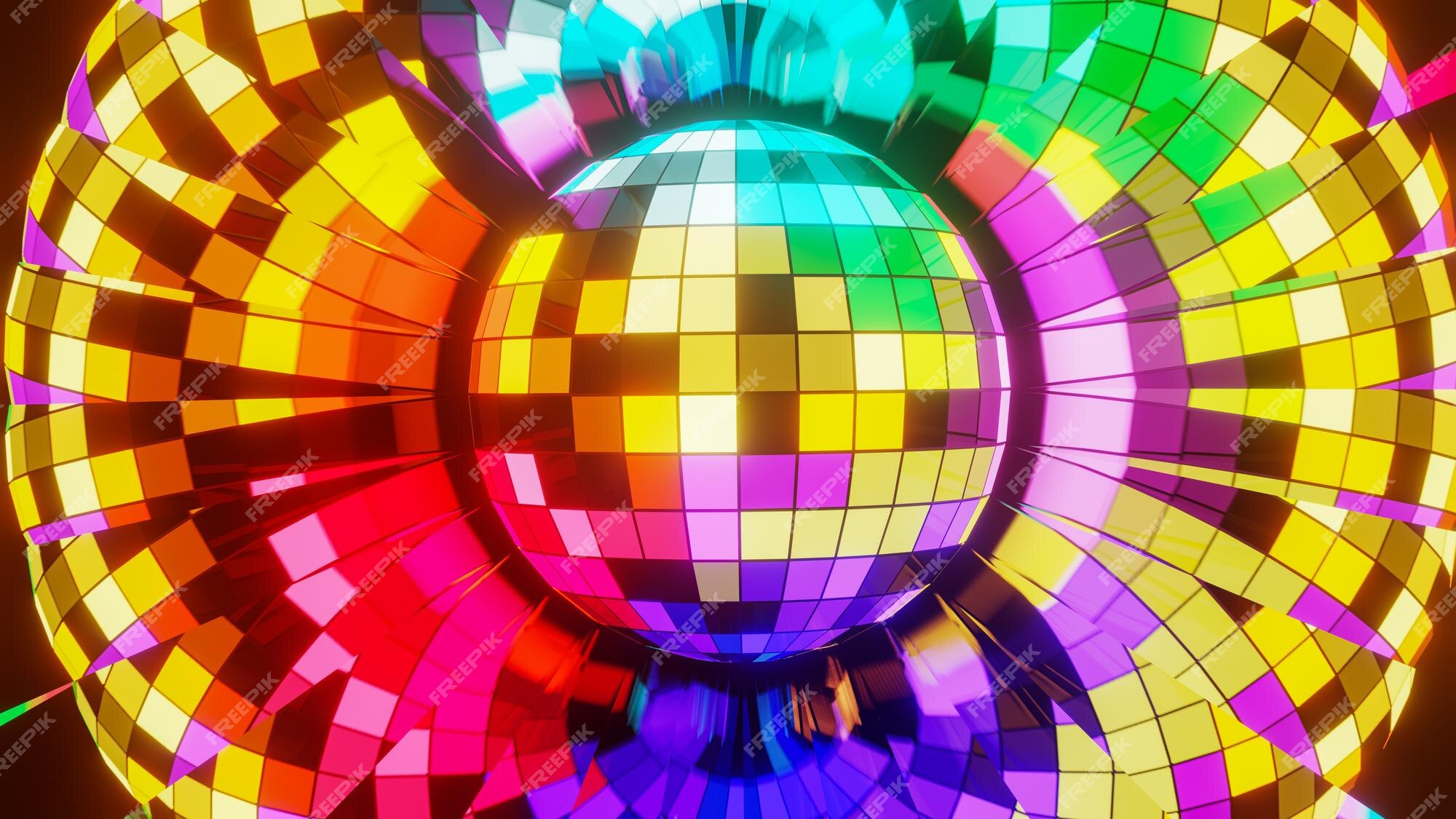 Boule Disco Sur Un Fond Multicolore Lumineux Illustration De Rendu