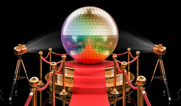 Boule disco sur le podium rendu 3D