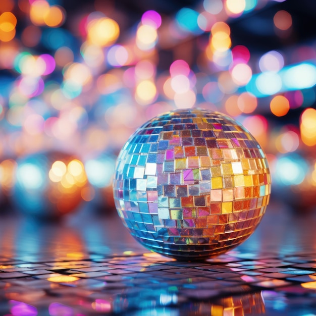 Boule de disco avec des rayons brillants fond de fête de nuit ai généré