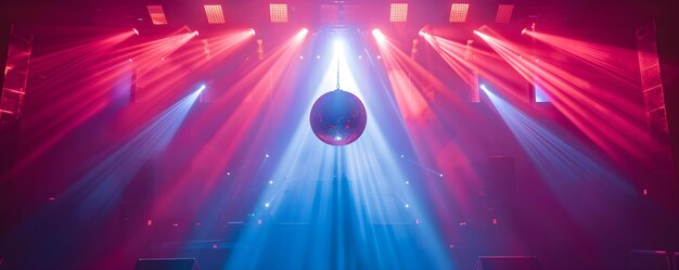 Une boule de disco scintillante jette une lumière vibrante sur la scène d'un concert rétro Concept Mode vintage Mouvements de danse groovy Musique en direct énergique Atmosphère nostalgique