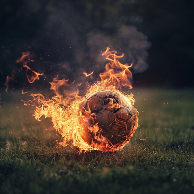 Photo une boule de feu qui a le mot monde dessus