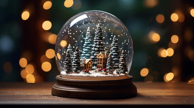 Une boule de neige avec une maison au milieu