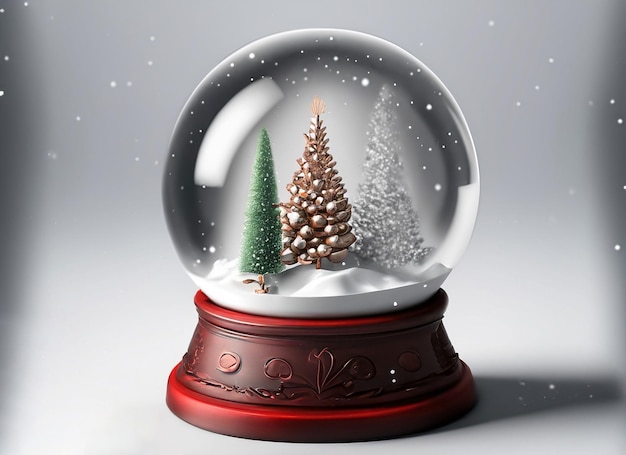 Boule à neige de Noël 3D sur fond blanc