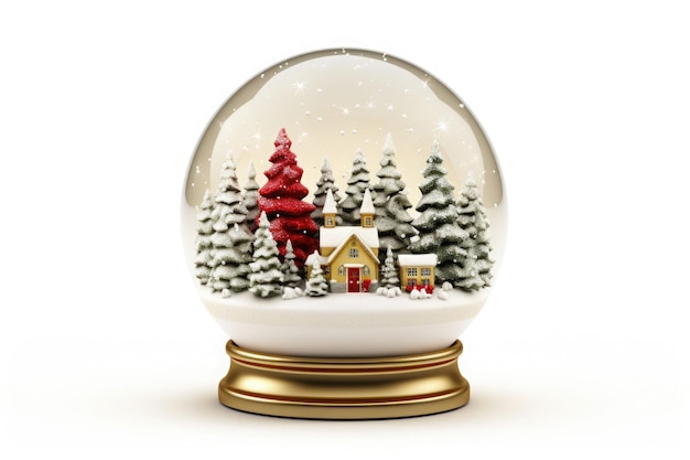 Boule à neige de Noël avec maison en pain d'épice à l'intérieur sur fond blanc Illustration générée par IA