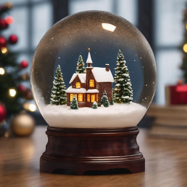 boule à neige de Noël réaliste avec mas à neige