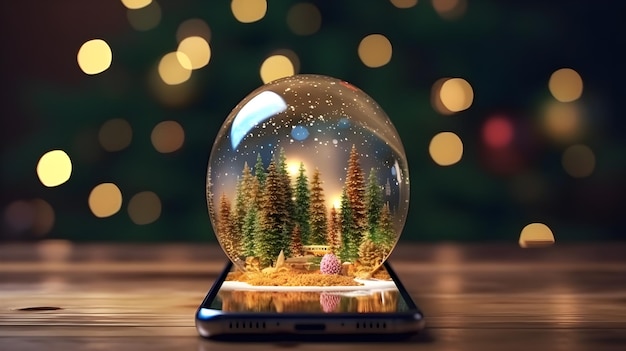 Boule à neige de Noël sur smartphone