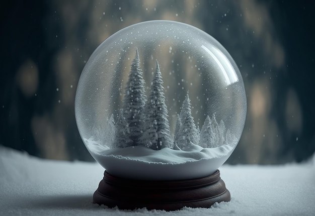 Boule à neige avec une scène d'hiver enneigée à l'intérieur de l'IA générative