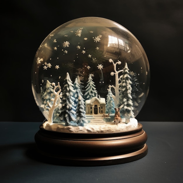 Boule à neige avec une scène hivernale miniature